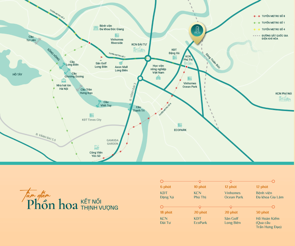 Bản đồ vị trí chiến lược của Phú Thị Riverside tại thôn Trân Tảo, xã Phú Thị, Gia Lâm, Hà Nội
