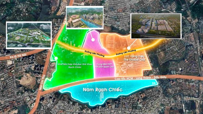Bản đồ Khu liên hợp thể thao Rạch Chiếc liền kề The Global City