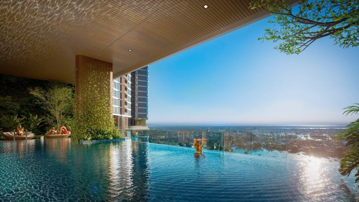 Hồ bơi vô cực và không gian nghỉ dưỡng trên cao Palm River.
